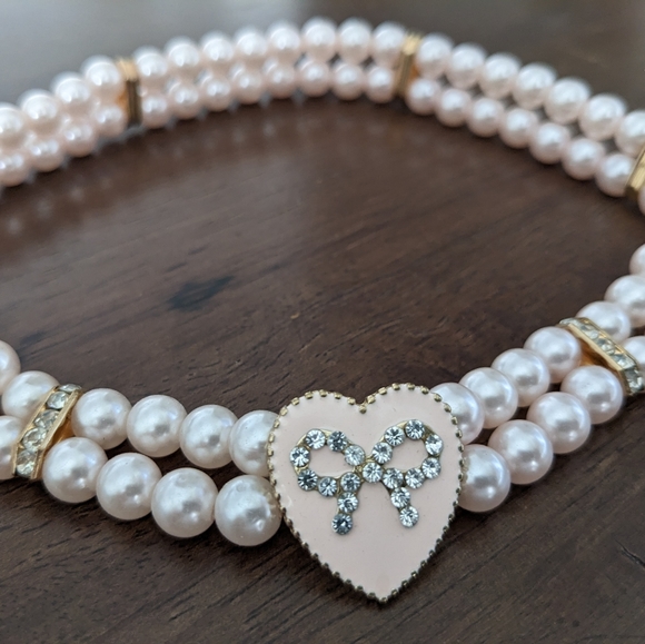 Pink Heart 🩷 Pearl Dog Collar - Picture 1 of 5